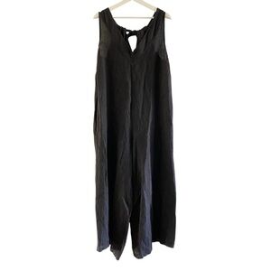 MILIO MILANO Italian Linen Tie Back Jumpsuit Romper Black Women’s Size Large
